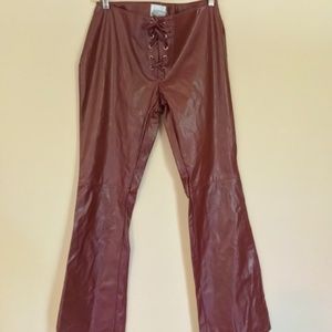 Faux Leather Bell Bottoms